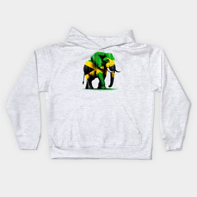 Jamaican Jungle Vibes: Reggae Elephant Art T-shirt Kids Hoodie by Klimek Prints